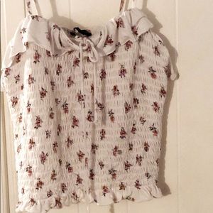 American Eagle White floral crop top